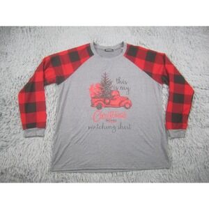 This Is My Christmas Watching Shirt Womens 2XL Red Black Plaid Raglan Sleeve